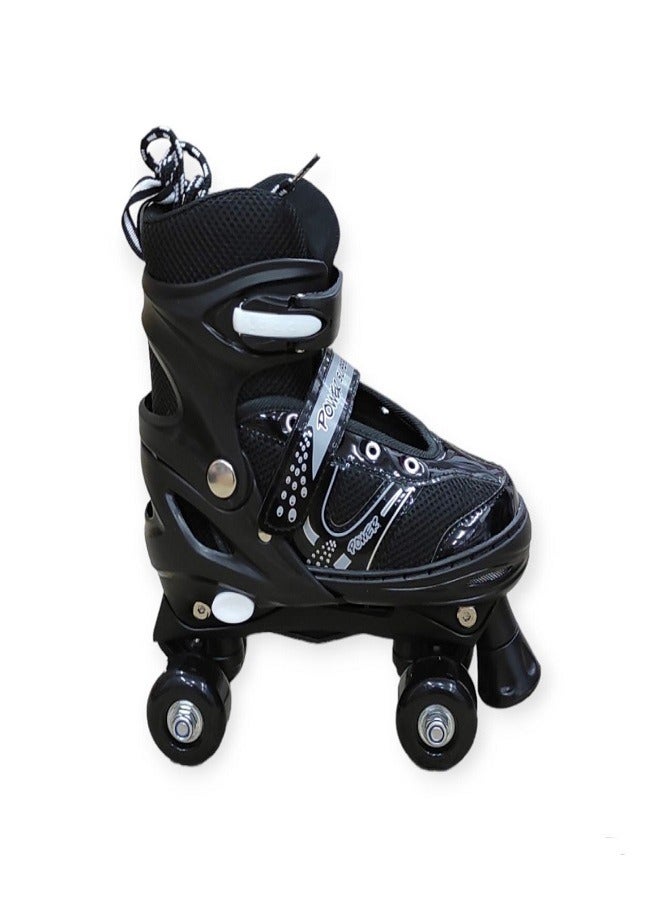 SPORT Skates  shoes 4 Wheel Outdoor Sports 3 Size Medium (35-38)  Black - Image 1